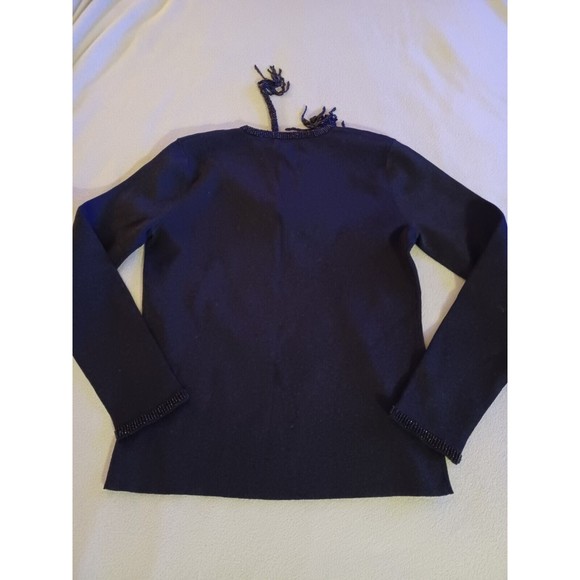 Trousers ETC New York Nylon/Rayon black knit top with beaded rope small - Picture 7 of 7